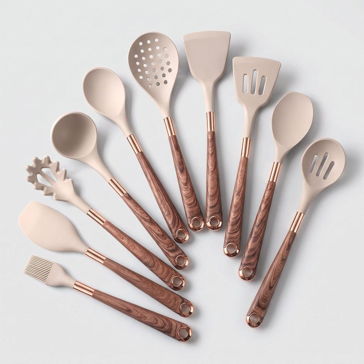 Set in silicone con manico effetto legno