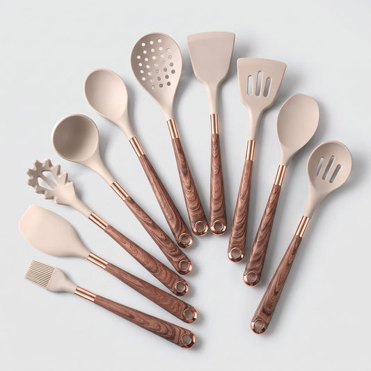 Set in silicone con manico effetto legno