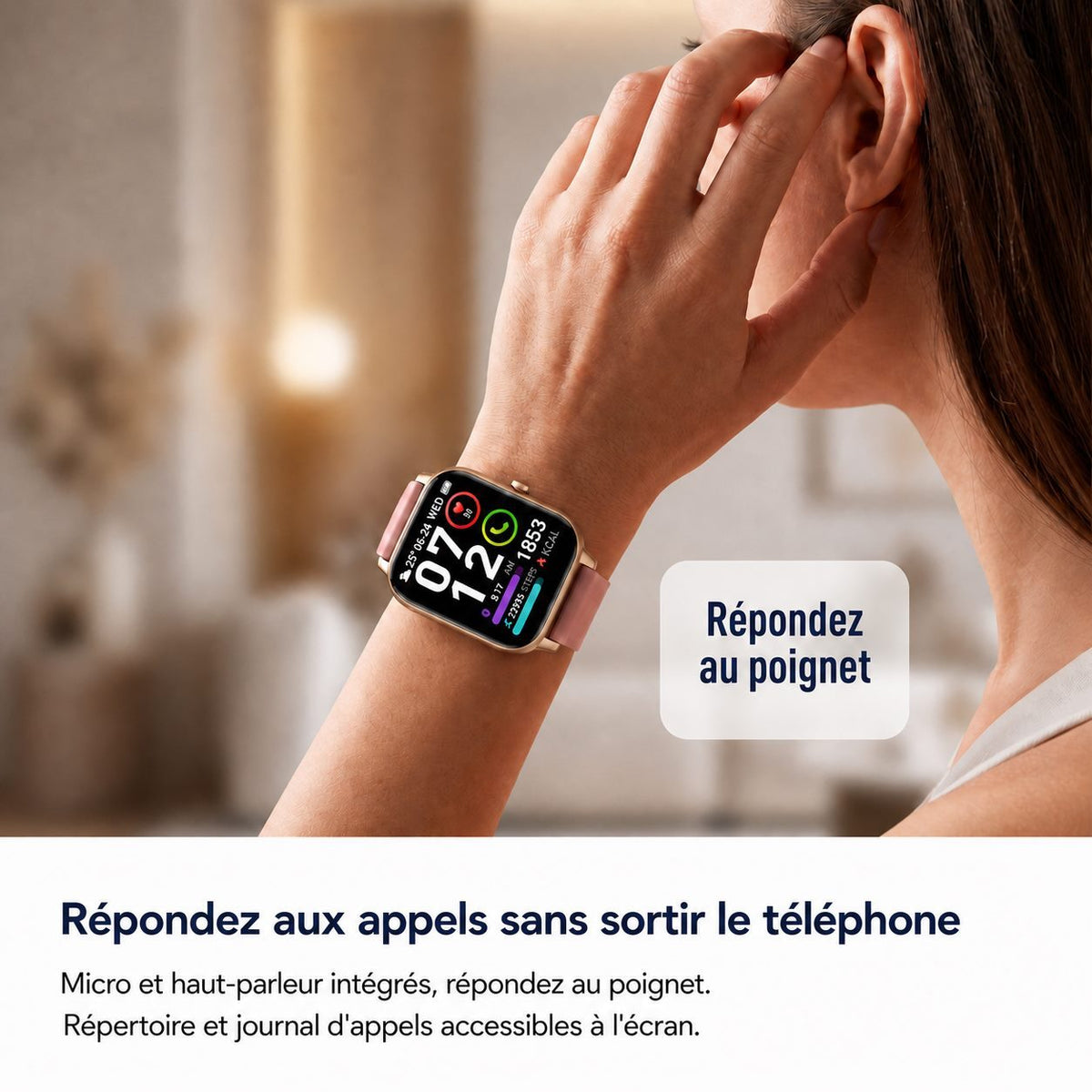 Scheda chiamate Bluetooth dello smartwatch donna: rispondi dal polso senza tirare fuori il telefono