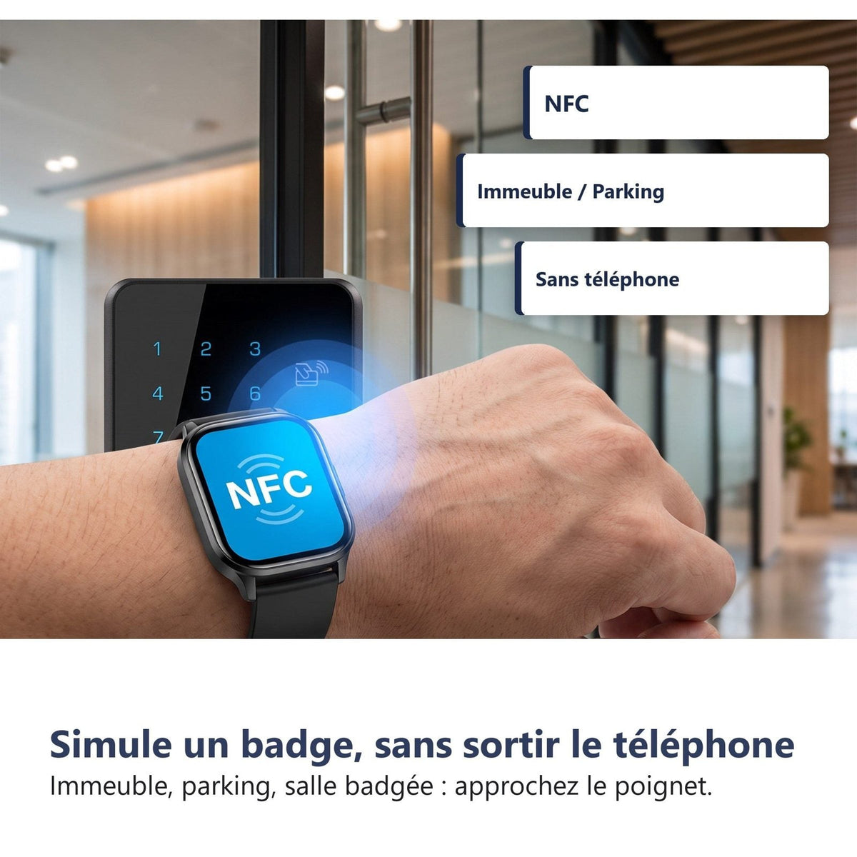 Badge NFC simulato al polso