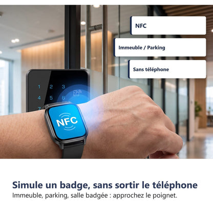 Badge NFC simulato al polso