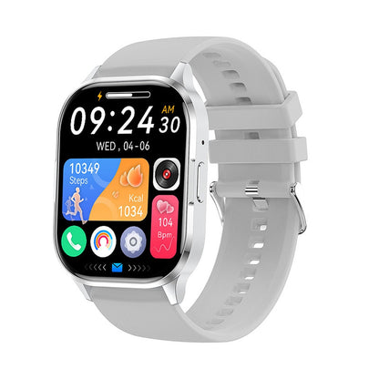 Smartwatch quadrato con chiamate Bluetooth, colore argento silicone