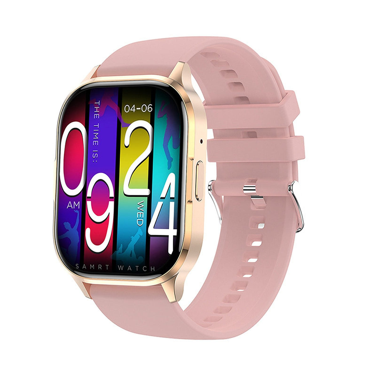 Smartwatch quadrato con chiamate Bluetooth, colore oro rosa silicone