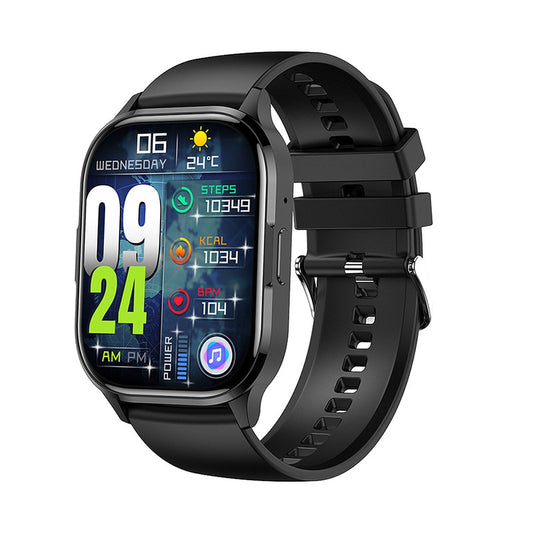 Smartwatch quadrato con chiamate Bluetooth, colore nero silicone