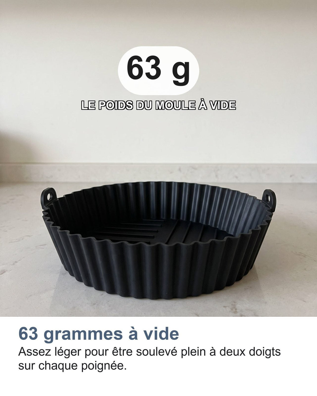 63 g, il peso dello stampo da vuoto