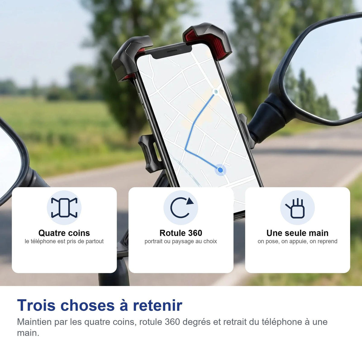 Tenuta per i quattro angoli, snodo a 360 gradi e rimozione con una mano