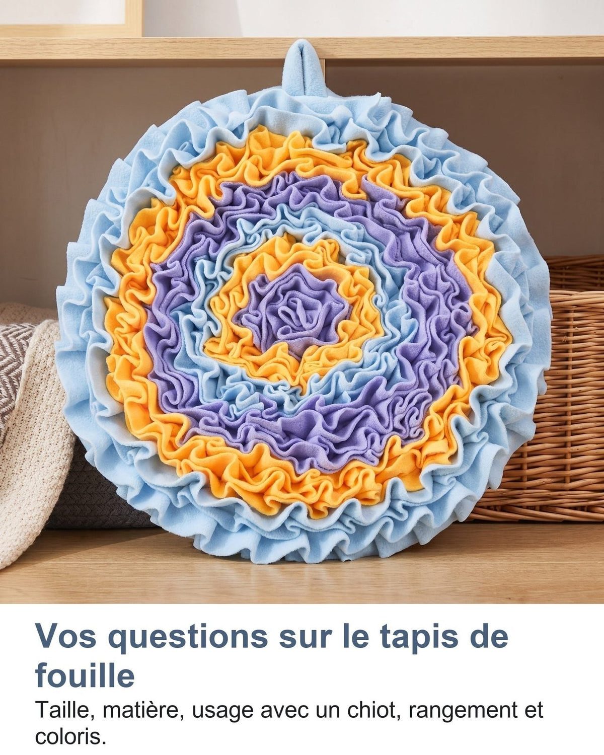 Le domande più frequenti sul tappeto olfattivo: misura, materiale, uso con il cucciolo, come riporlo e colori