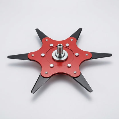 Testina decespugliatore universale a 6 lame in acciaio, colore rosso