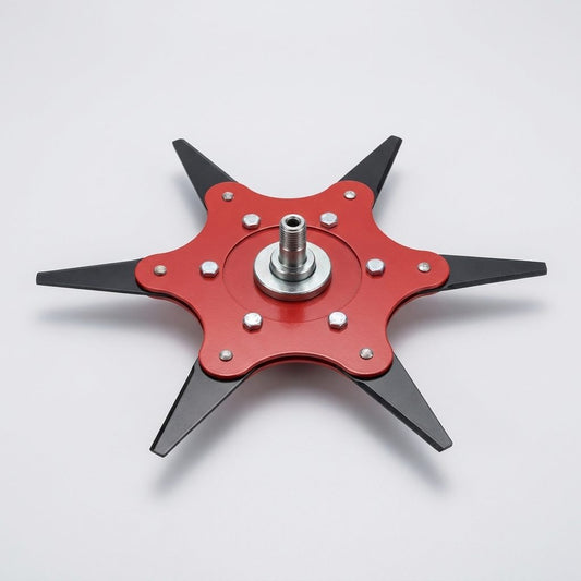 Testina decespugliatore universale a 6 lame in acciaio, colore rosso