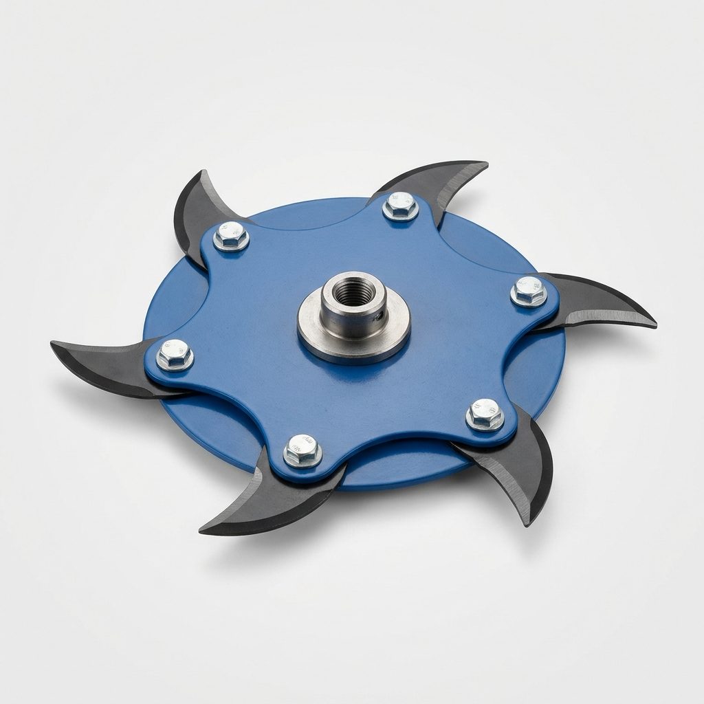 Testina decespugliatore universale a 6 lame in acciaio, colore blu