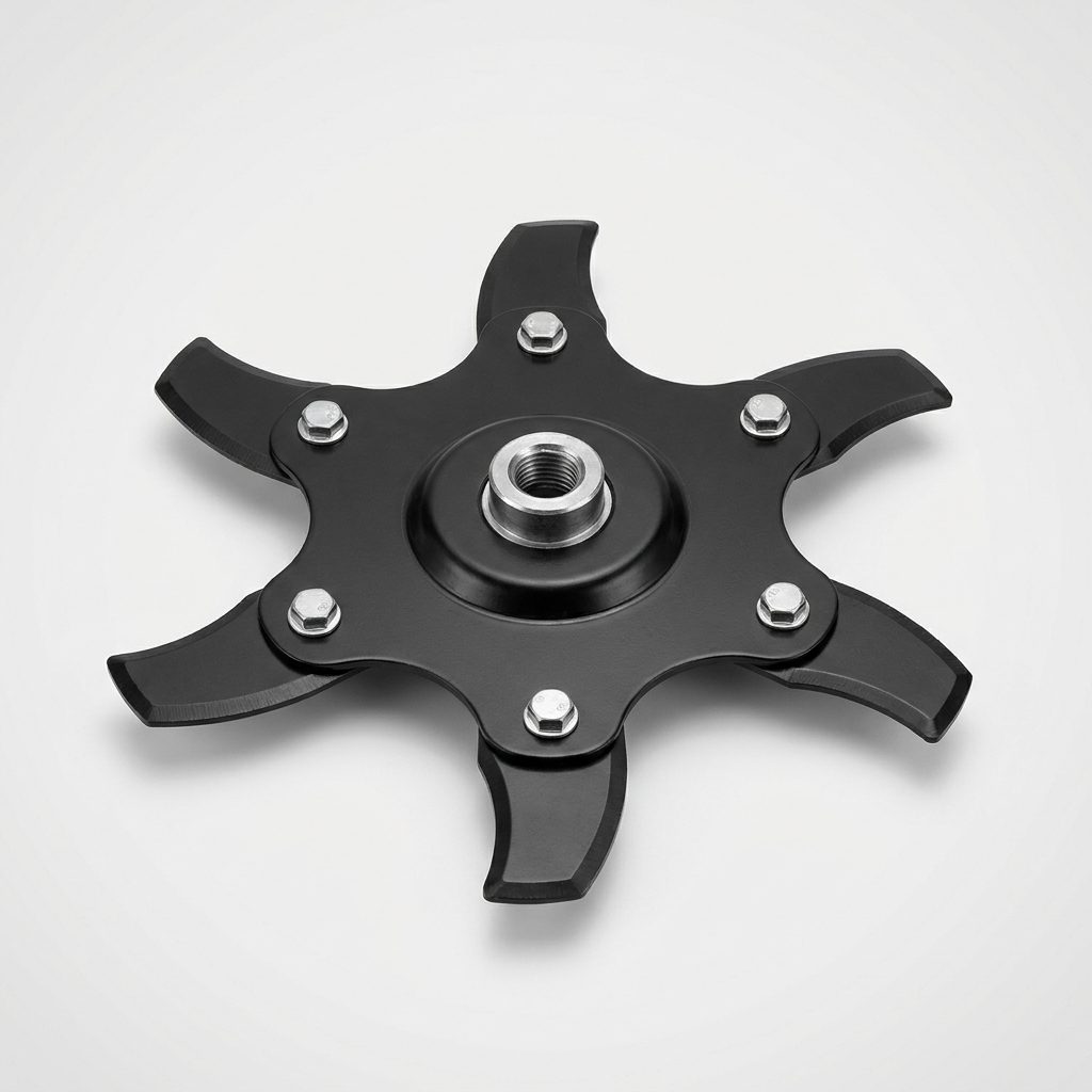 Testina decespugliatore universale a 6 lame in acciaio, colore nero