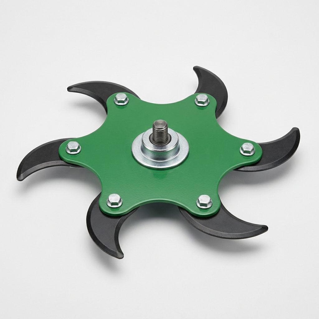 Testina decespugliatore universale a 6 lame in acciaio, colore verde