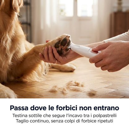 La tosatrice passa tra i polpastrelli dove le forbici non entrano