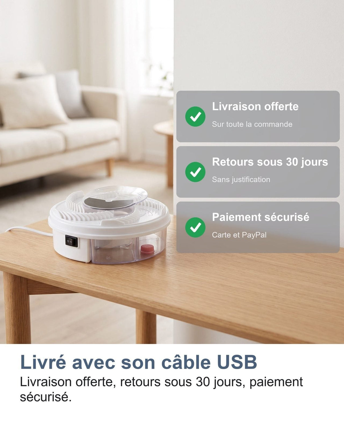Fornita con il suo cavo USB; consegna inclusa, resi entro 30 giorni, pagamento sicuro