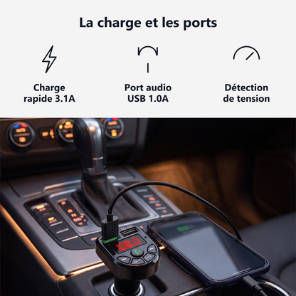 Ricarica rapida 3,1 A, porta audio USB 1,0 A, rilevamento della tensione