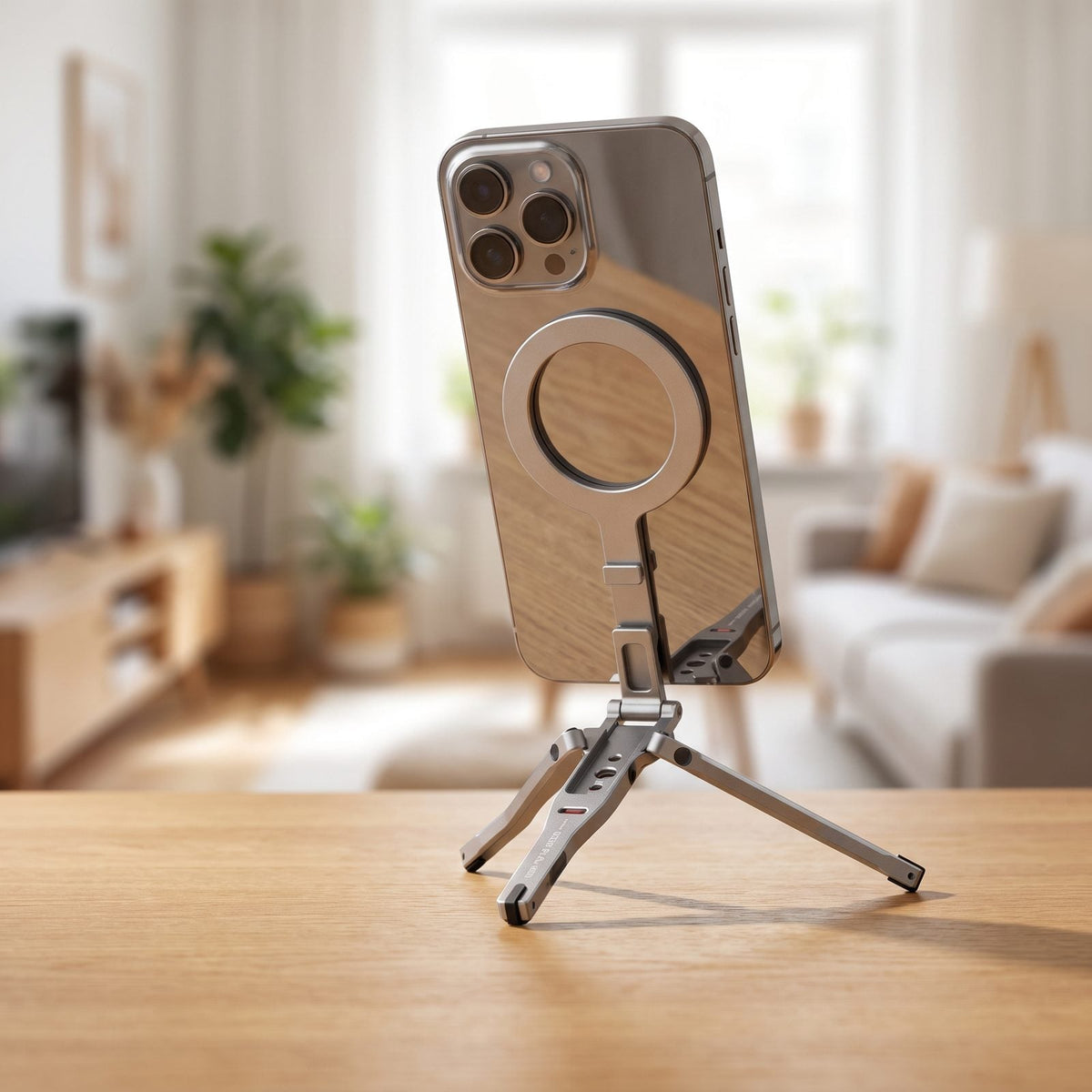 Treppiede magnetico pieghevole per telefono, colore grigio