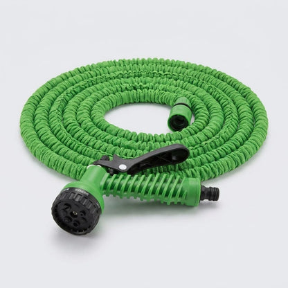 Tubo estensibile da giardino con pistola a 7 getti, colore verde