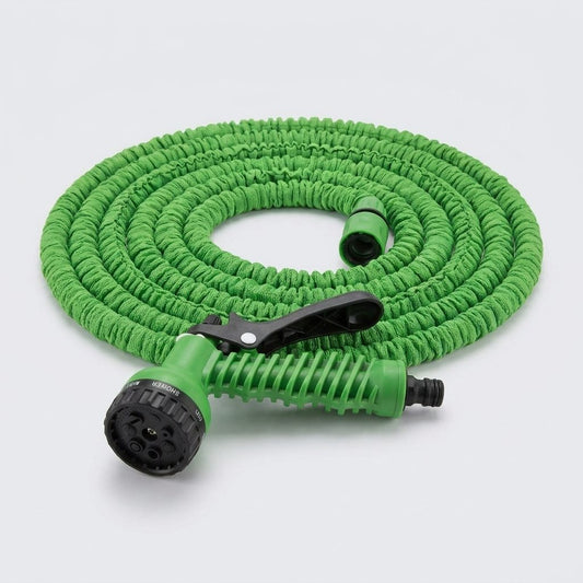 Tubo estensibile da giardino con pistola a 7 getti, colore verde