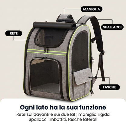 Gli elementi dello zaino trasportino gatto