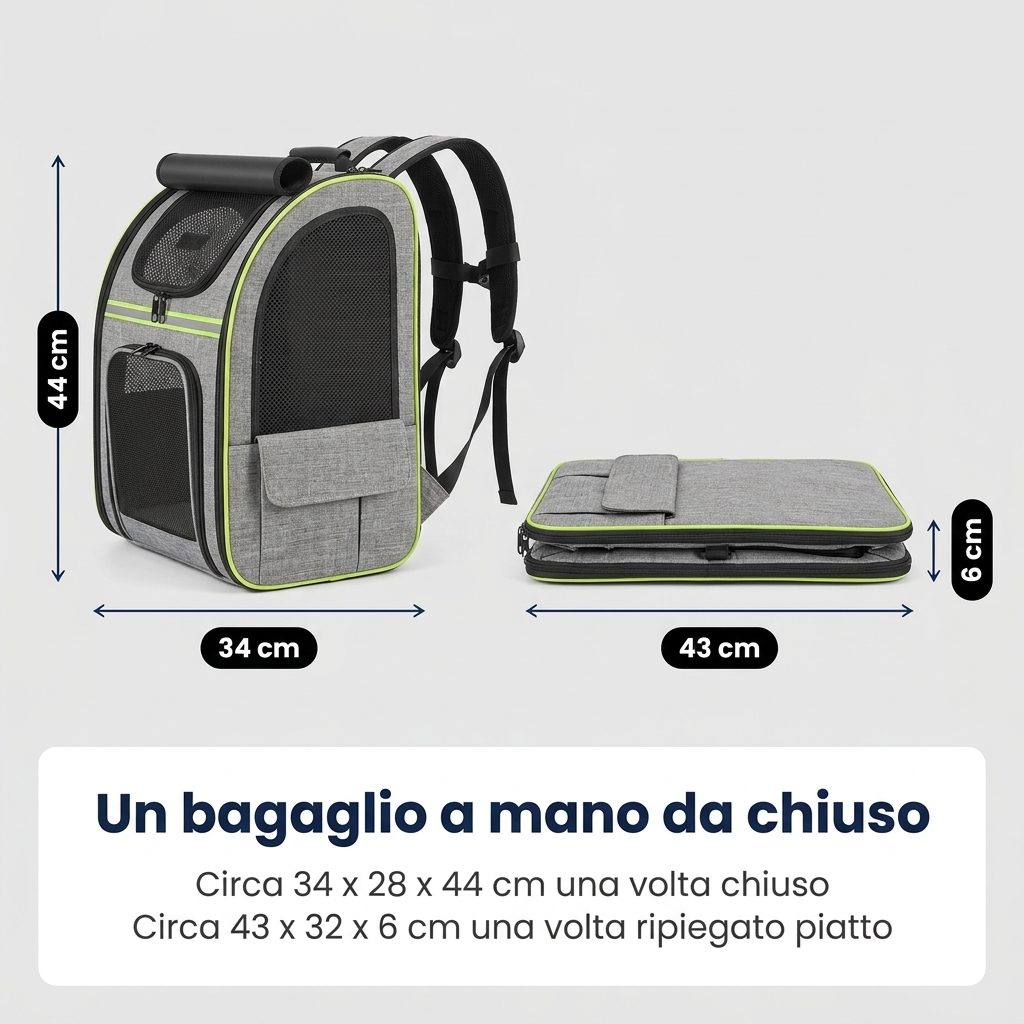 Dimensioni dello zaino trasportino gatto