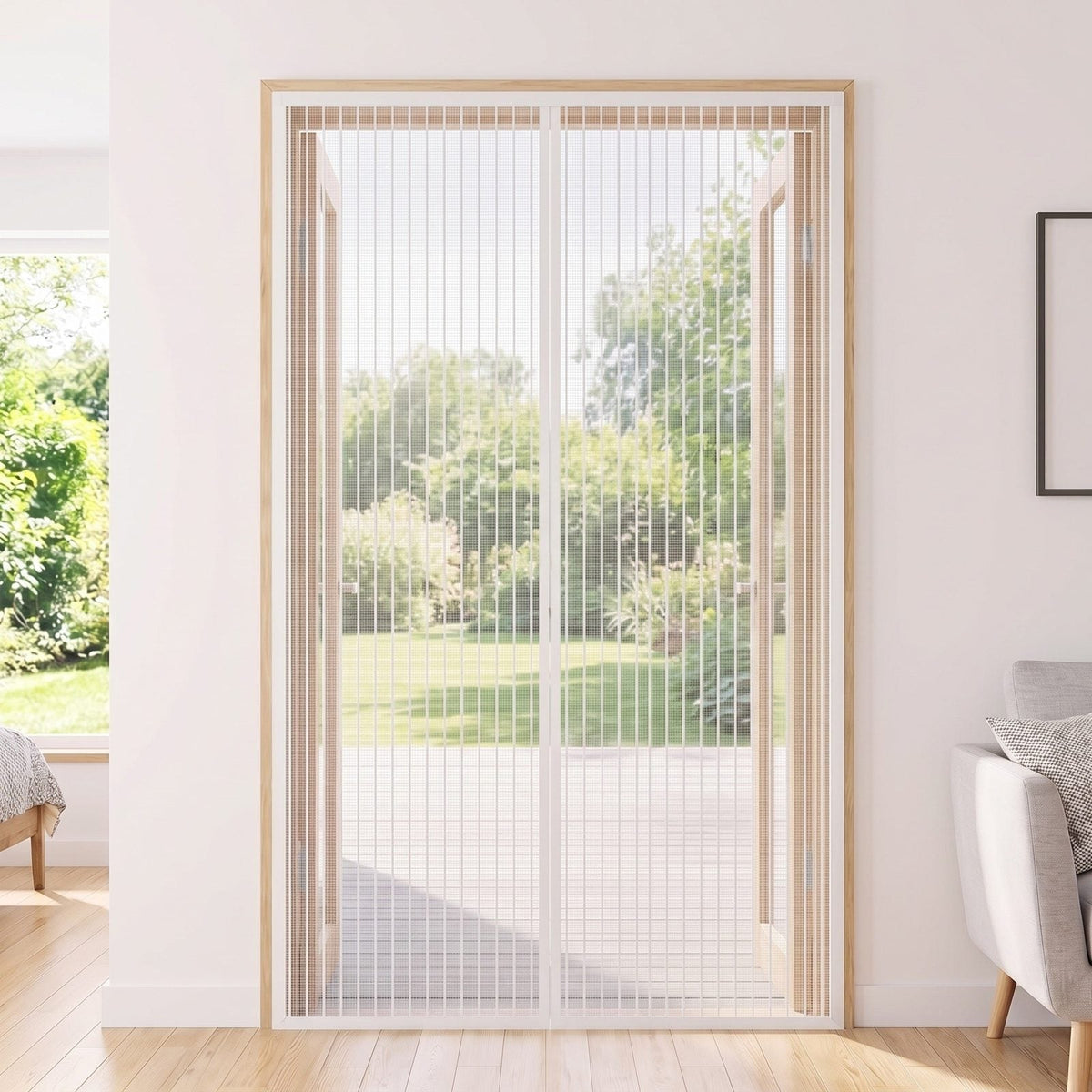 Zanzariera magnetica per porta 80x210 cm, colore bianco
