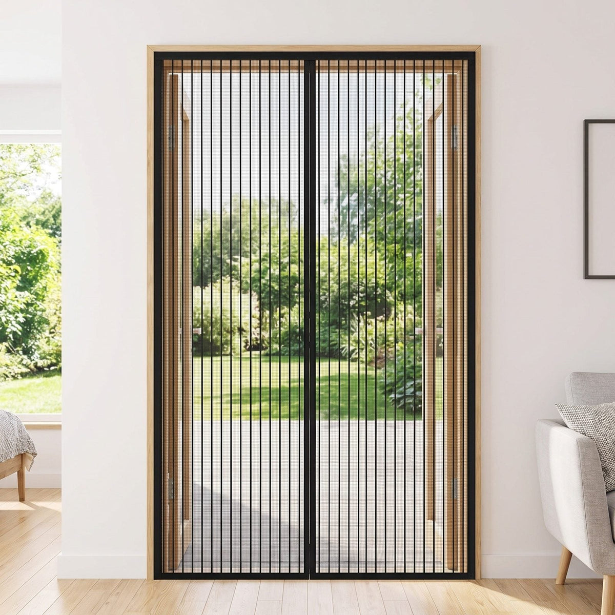 Zanzariera magnetica per porta 80x210 cm, colore nero